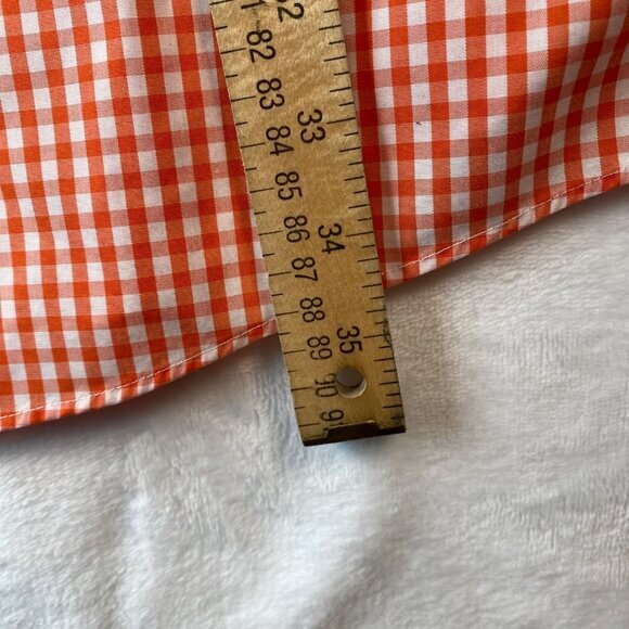 L.L. Bean Mens XXL Tall Orange/White Gingham Wrinkle-Resistant Short-Sleeve - Picture 7 of 7